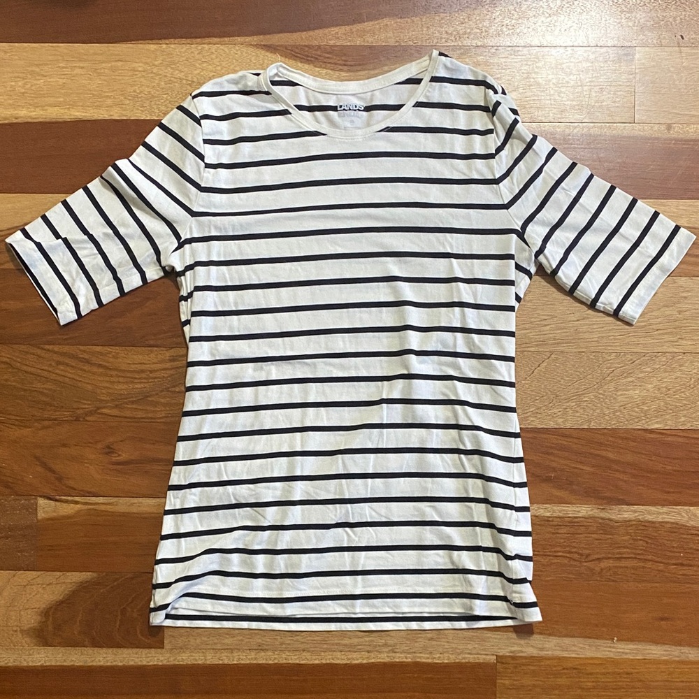 Lands' End Classic Black and White Striped Tee